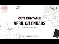 Cute Free Printable April Calendars - all pretty designs by SaturdayGift