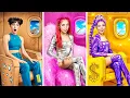 KPop Demon Hunters in Airplane! Poor vs Rich vs Giga Rich Huntrix Fashion Makeover!