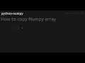 How to copy Numpy array