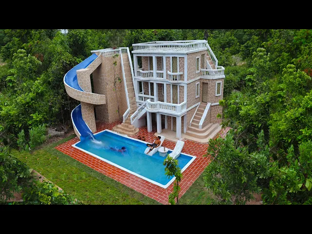 Download MP3 [Full Video] Build Creative Water Slide Park To Underground Swimming Pool & Beautiful  Villa House