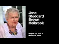 Jane Stoddard Brown Holbrook Memorial Service 24 August 2024