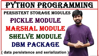 pickle module marshal module shelve module dbm package data persistence serialization in python