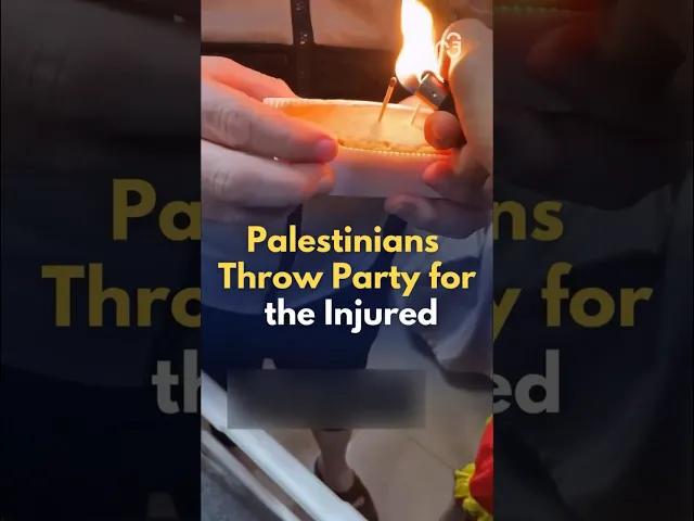 ⁣Despite ongoing strikes, Palestinians throw a party for an injured patient at a destroyed hospital.