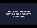 NodeJS Meteor server side remote debugging