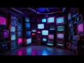Retro CRT TV Wall Neon Glow Seamless Loop 4K No Copyright