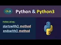 Python Tutorial for Beginners in Hindi startswith and endswith Method in Python String in Python