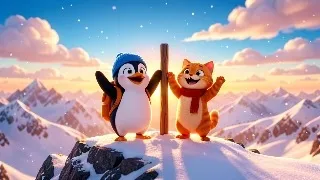 Penguin Viral Jalan Sendiri! π§ Lagu Anak "Pingu Pemberani" (Bertemu Kucing)