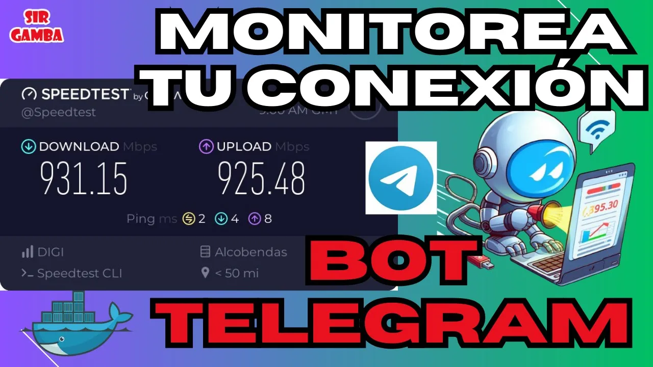🥸 MONITOREA TU CONEXIÓN de Internet - Bot Telegram Docker