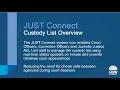 JUST Connect Custody List Overview