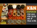 K N Oil Filters Cut Open Performance Gold vs Performance Silver vs WIX vs FRAM