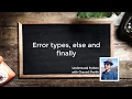 37 Error types else and finally Errors Handling Python Tutorials for Beginners