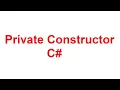 Private Constructor in C Private Constructors in CSharp with Examples