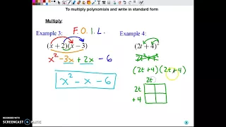Unit 7 Lesson 3 - Multiplying Polynomial Expressions