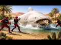 heroic rescue team saves a lone giraffe in the desert from an attack by a giant catfish 🦒🐟