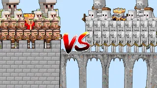 CAN THE SKELETON ARMY CROSS THE BRIDGE AND DESTROY THE VILLAGER CASTLE? | Minecraft Mob Battle