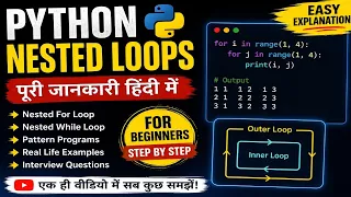 Python Nested Loops Explained in Hindi Nested For Loop While Loop Tutorial for Beginners