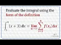 Definite integral using the form of the definition