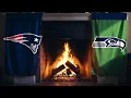 Super Bowl 2026 Fireplace Ambience Patriots vs Seahawks Cozy Crackling Fire 4K No Music 3Hrs