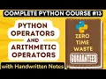 Python Operators and Arithmetic Operators with Handwritten Notes in Hindi Python Tutorial -