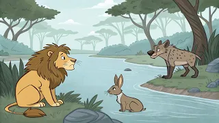 hadithi tamu ya sungura mjanja fisi mroho na simba tamaa 