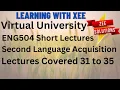 ENG504 Second Language Acquisition Short lecture of lecture 31 to 35 Virtual University of Pakistan