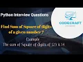 Python Program to find Sum of Square of digits of a given Number - In Hindi CodecraftWithAbhishek