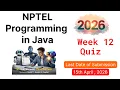 NPTEL Programming in Java - Week 12 Quiz Answers 2026 Verified by Chatgpt Gemini AI Copilot