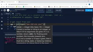 Python Challenge 1 Under age