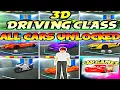 3d Driving Class Unlock All Cars - All Car Unlocked