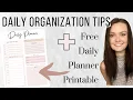 Daily Organization Tips Free Daily Planner Printable