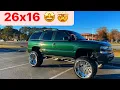 26x16 on Leveled Tahoe 2001 Chevy Tahoe z71 Lifted trucks Squatted trucks 9 inch lift