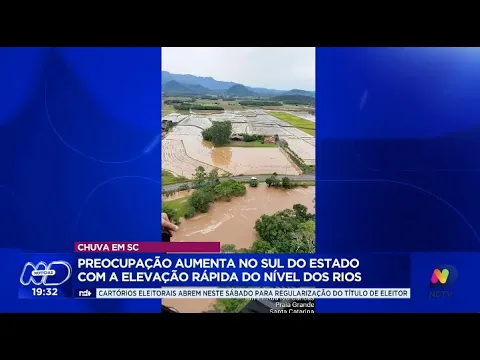 Chuva em SC: preocupação aumenta no Sul do Estado com a elevação rápida do nível dos rios