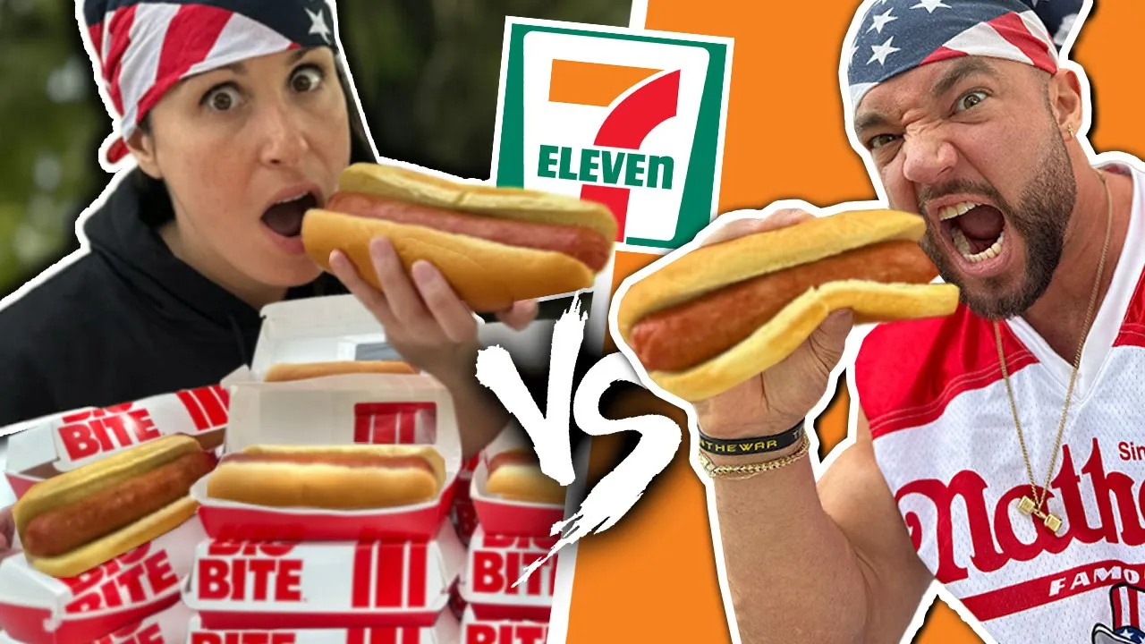 ME VERSUS World Champion In A 7-Eleven Hotdog Eating Competition!