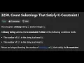 3258 Count Substrings That Satisfy K-Constraint I