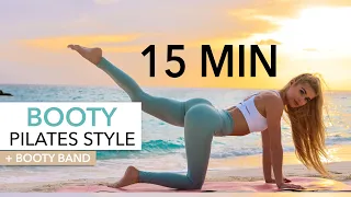 15 MIN BOOTY WORKOUT - Level Medium slow Pilates Style knee friendly no squats I Booty Band