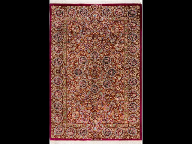 ミルメヒディ工房 メダリオン×アラベスク ルビー 107×162cm (ID18006)
