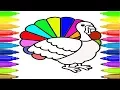 How to Draw a Turkey Coloring pages Kids Songs Learn Drawing Art Colours for Children