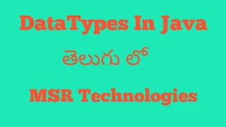 Java DataTypes in telugu