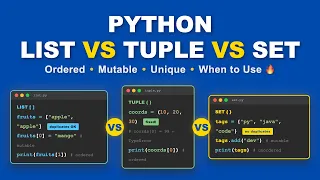 Python Lists vs Tuples vs Sets Visually Explained Python Tutorial for Beginners