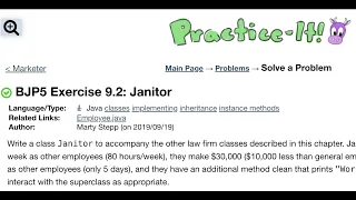 Java Practice It Exercise 9 2 Janitor classes implementing inheritance instance methods