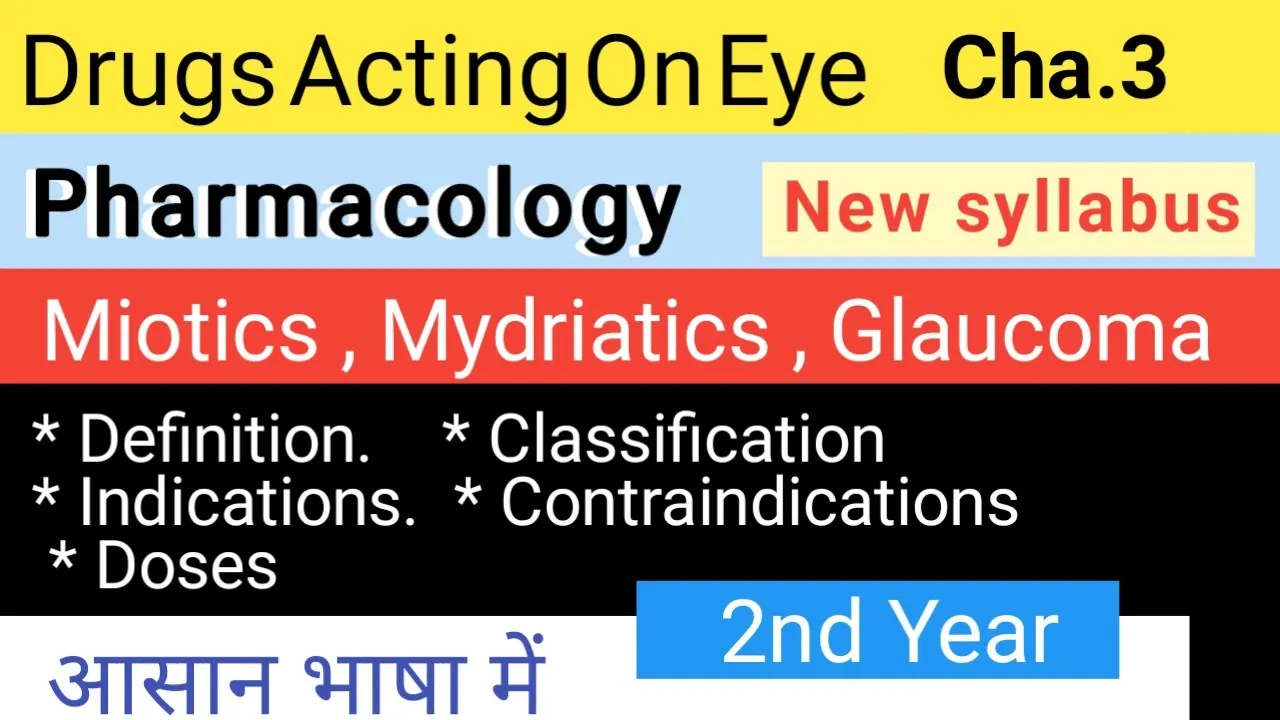 Drugs Acting On Eye || Pharmacology Chapter 3 || #Miotics || #Mydriatics ||  #Glaucoma