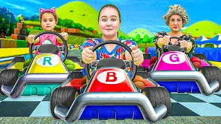 Download Ruby and Bonnie drives a Go Kart Racing at Chaos Karts with family MP3