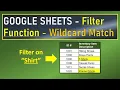 Google Sheets Filter Function Wildcard Match