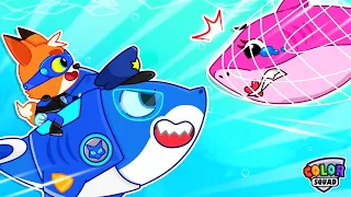 Police Shark Rescue Mommy Shark | Color Squad Rescue Family Baby Shark | Police Cartoon for Kids