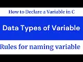 12th computer How to declare a variable in C define a Variable in C Data Types in C