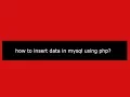 How to insert data in mysql using php
