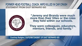 Former Harmony ISD head football coach wife killed in car crash