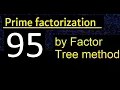 Prime factorization of 95 by factor tree method Factor tree of 95 How to find prime factors
