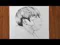 How to draw jungkook BTS jungkook sketch BTS drawing drawing for beginner