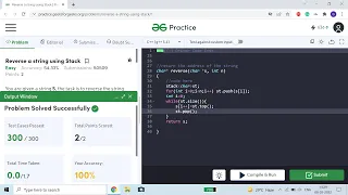 Reverse a string using Stack C GFG Problem of the Day 08-03-2022